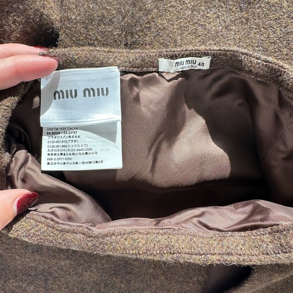 Miu Miu Brown Wool Maxi Skirt Slit - Picture 8 of 10